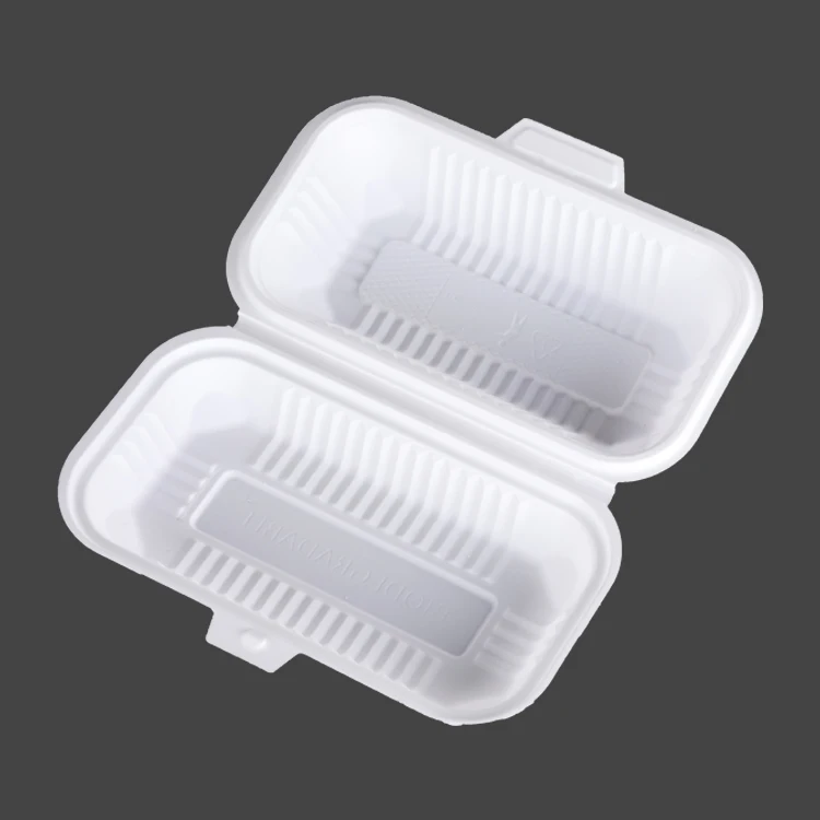 

600ml Corn Starch Hotdog Size Food Box Disposable Cornstarch Lunch Box, White of natural or customized