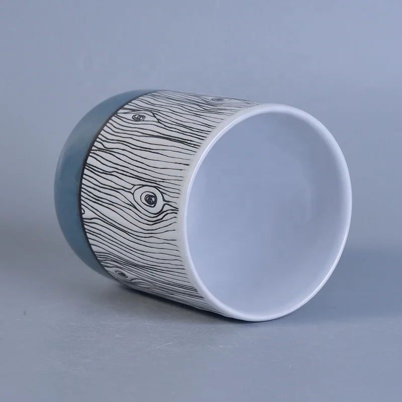 Vintage matte ceramic candle jars blue candle holder