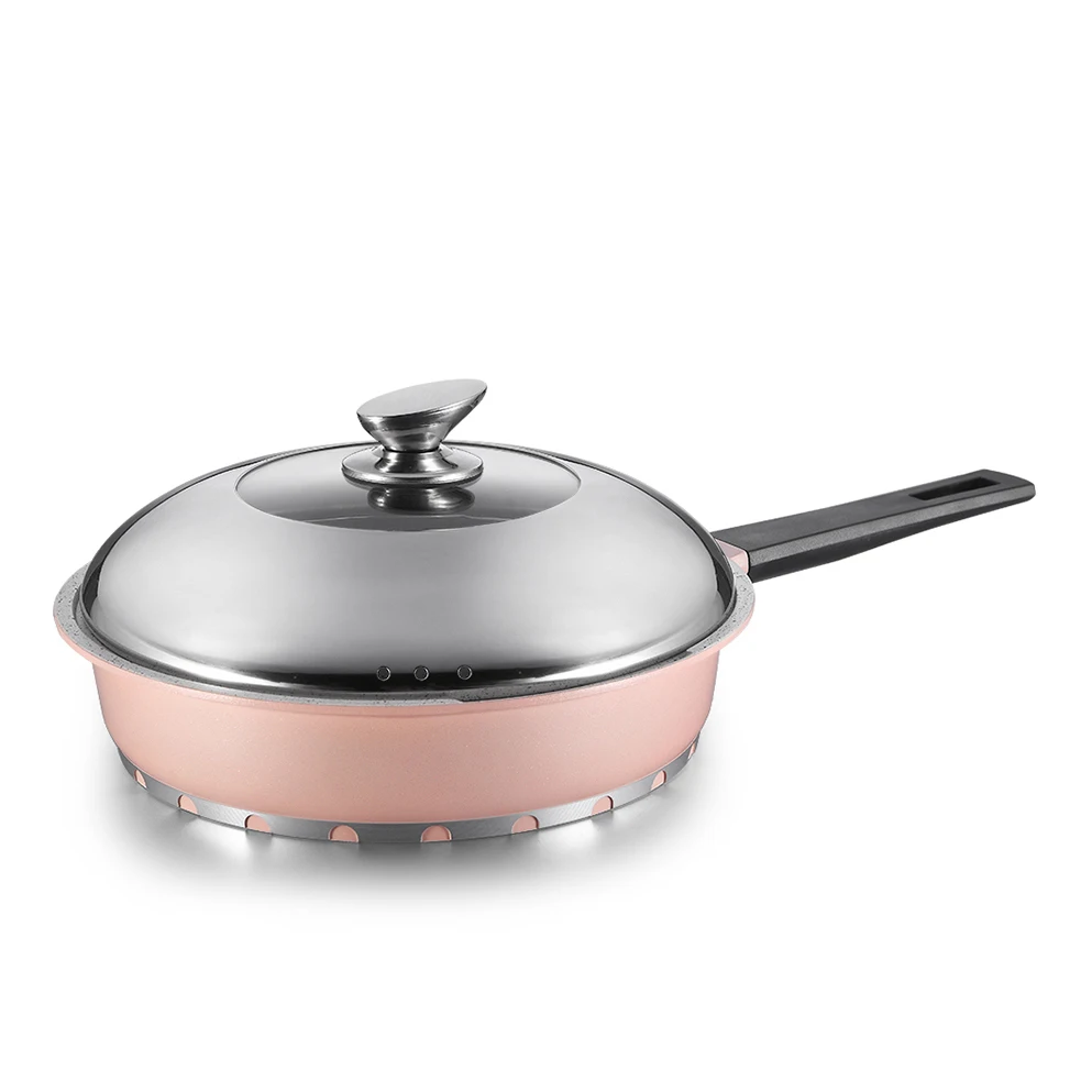 Jeetee Cast Aluminum Wok Hole Induction Bottom Deep Fry Pan With