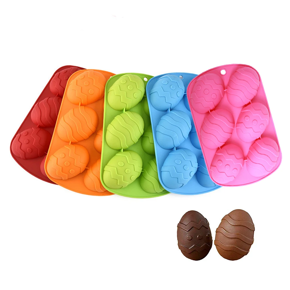 

6 Cavity DIY 3D Easter Egg Shaped Handmade Soap Mould Baking Pastry Decoration Silicone Chocolate Cake Mold