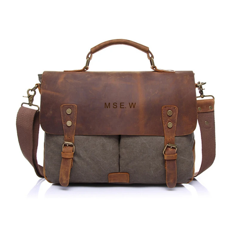 Newest wholesale mens vintage canvas laptop briefcase custom shoulder messenger bag for men shoulder bags messenger