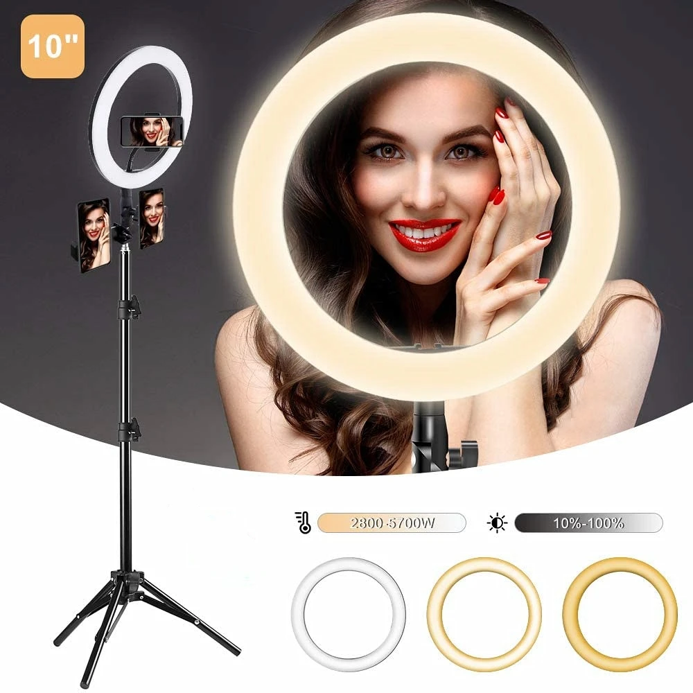 

China factory price round ring lights with tripod stand holder ring light mobile phone aro de luz panda for makeup