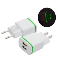 

2.4A 2USB Charger EU UK US Mobile Phone Wall Charger with led light