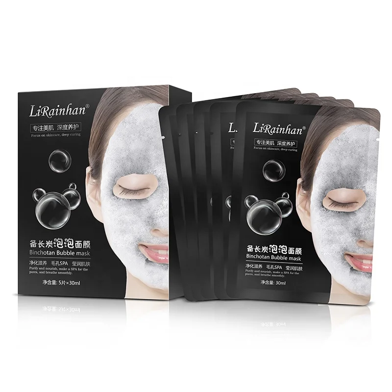 

Deep Cleaning Charcoal Facial Mask Pore Purifying Carbonated Oxygen Bubble Facial Mask Sheet mask facial