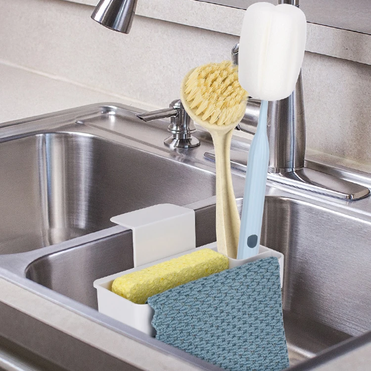 

cleaning kit 2-in-1 kitchen sink caddy sponge soap corner organizer holder drain rack for home