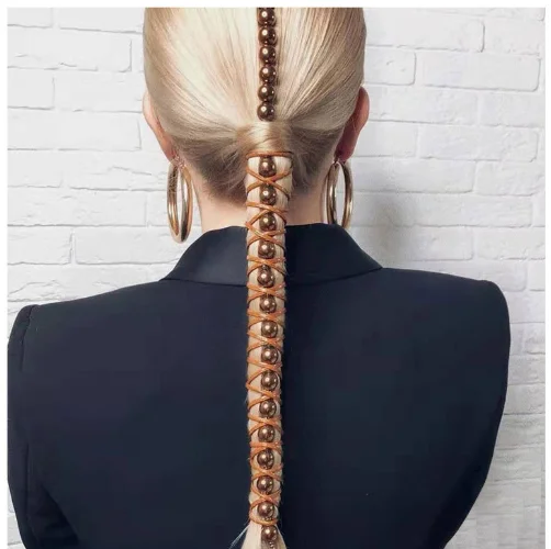 

Dvacaman 2020 Fashion Wig Extension Beads Tassel Chain Hair Accessories Chain Head Chain Head Jewelry, As pics