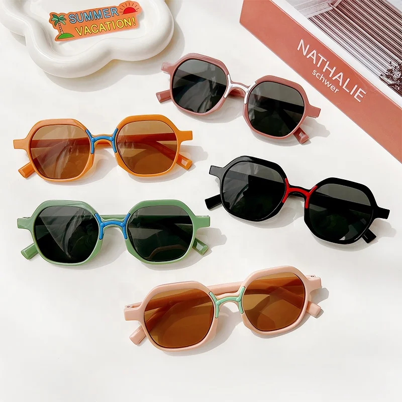 

Children Classic Geometric UV400 Sunglasses Boy Girl Colors Outdoor Sun Protection Sunglasses Baby Sport Shades Glasses Kids, As picture