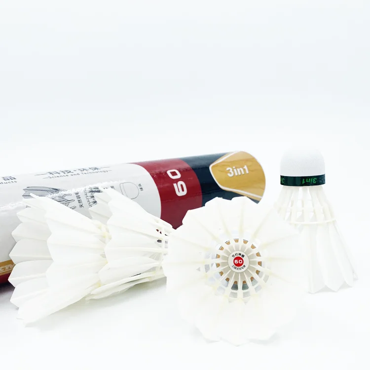 Dmantis 3in1 Professional High-Class Badminton Shuttlecocks Made with Fiber Cork and Duck Feathers for Stadium Use
