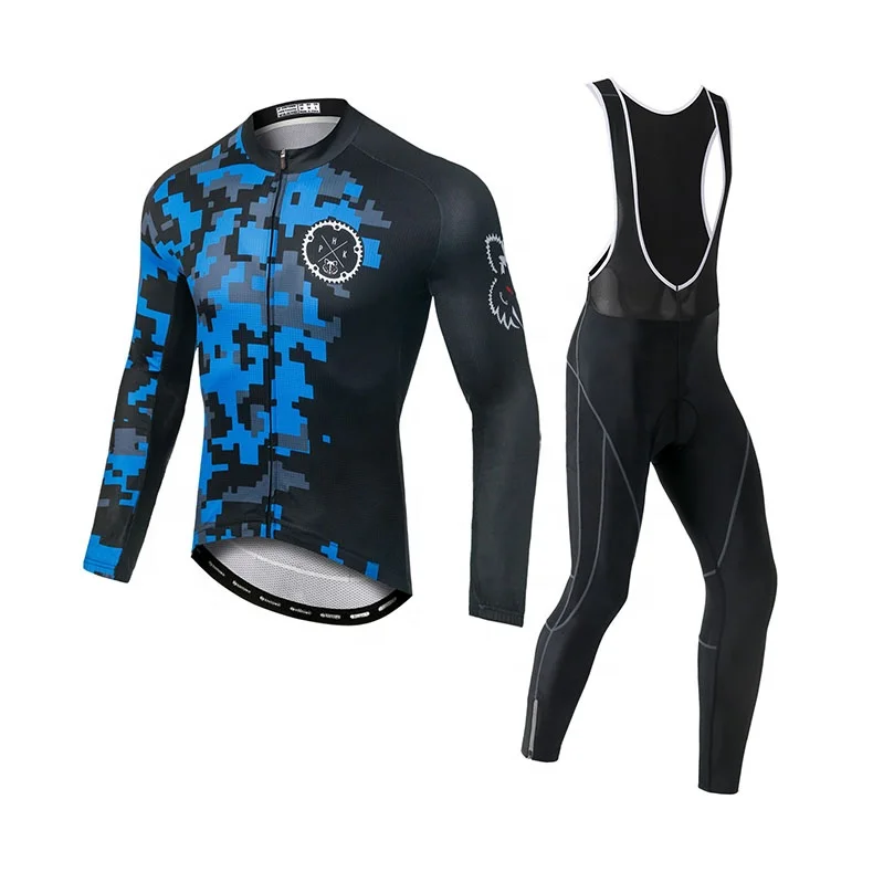 

Customized motorcycle bib sweatshirt bicycle long bib set high quality printing cycling jersey, Blue