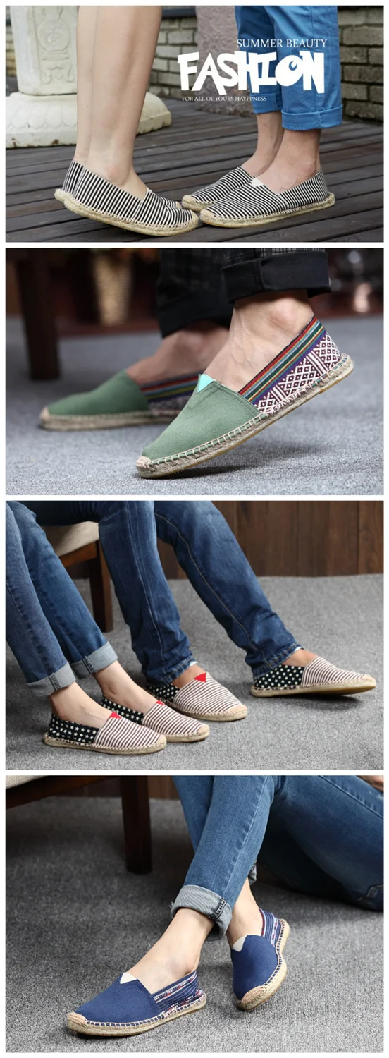 jute espadrilles shoes,slip on canvas women men shoes