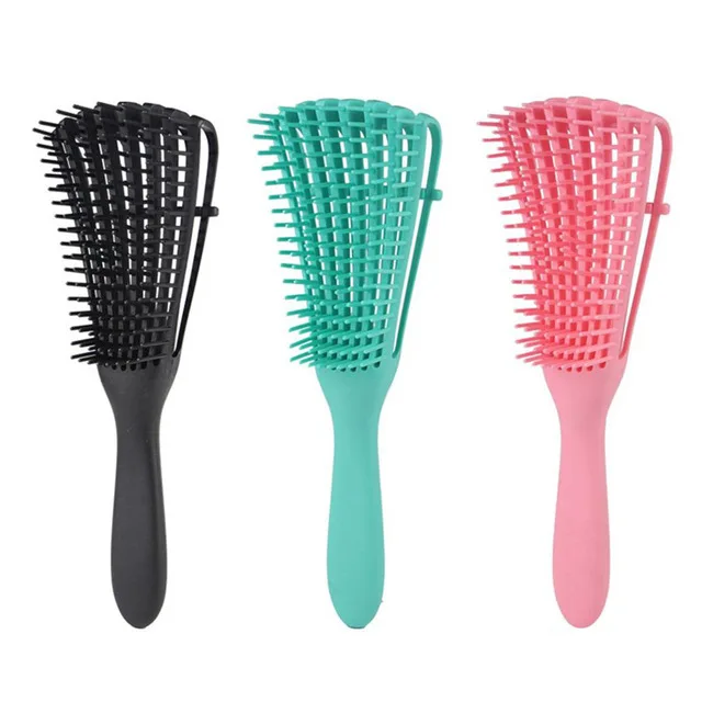 

detangling brush for natural hair silicone hair brush bamb Vented Eight Rows Octopus Comb Spare Ribs Hair Dryer Brush, Black,pink,green.etc