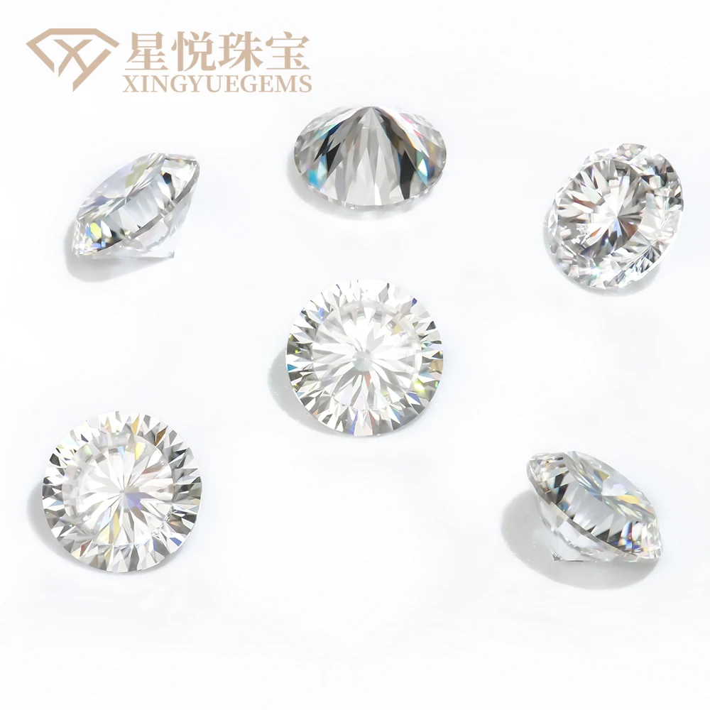 

Xingyue wholesale loose round shaped vvs vvs1 10mm 5ct d color millennium cut pass diamond tester gra certified mossanite moissa