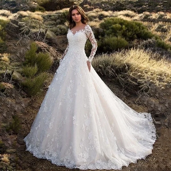 

Woman's Long Dress Fairy Long Sleeve One Shoulder Bride wedding dress mermaid