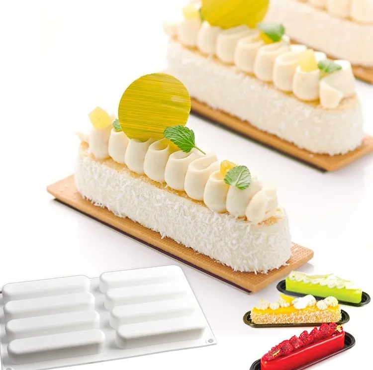 

8-cavity 13cm long sausage mousse French dessert cake mold baking DIY Chocolate Mold, White