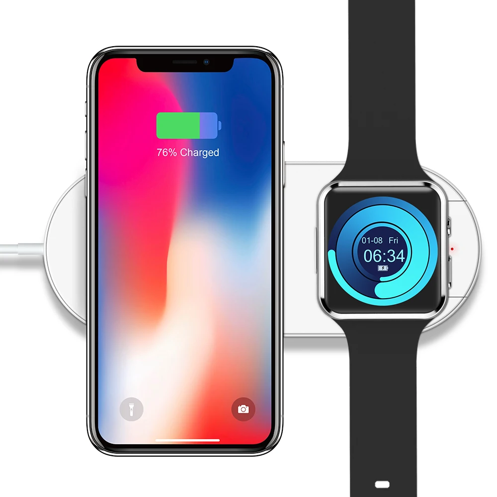 

Free Shipping 2 in 1 Wireless Charger Raxfly 10W Mobile Phone Wireless Charging for iwatch for iphone Charger