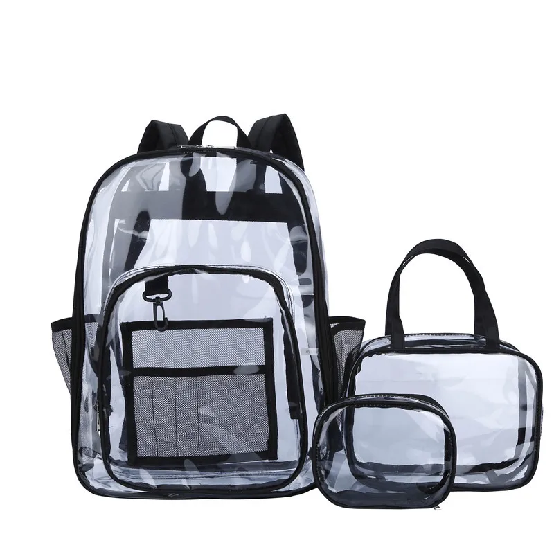 

REAL FORT New design waterproof recyclable others pvc jelly carrier school transparent backpacks large capacity, Custom made
