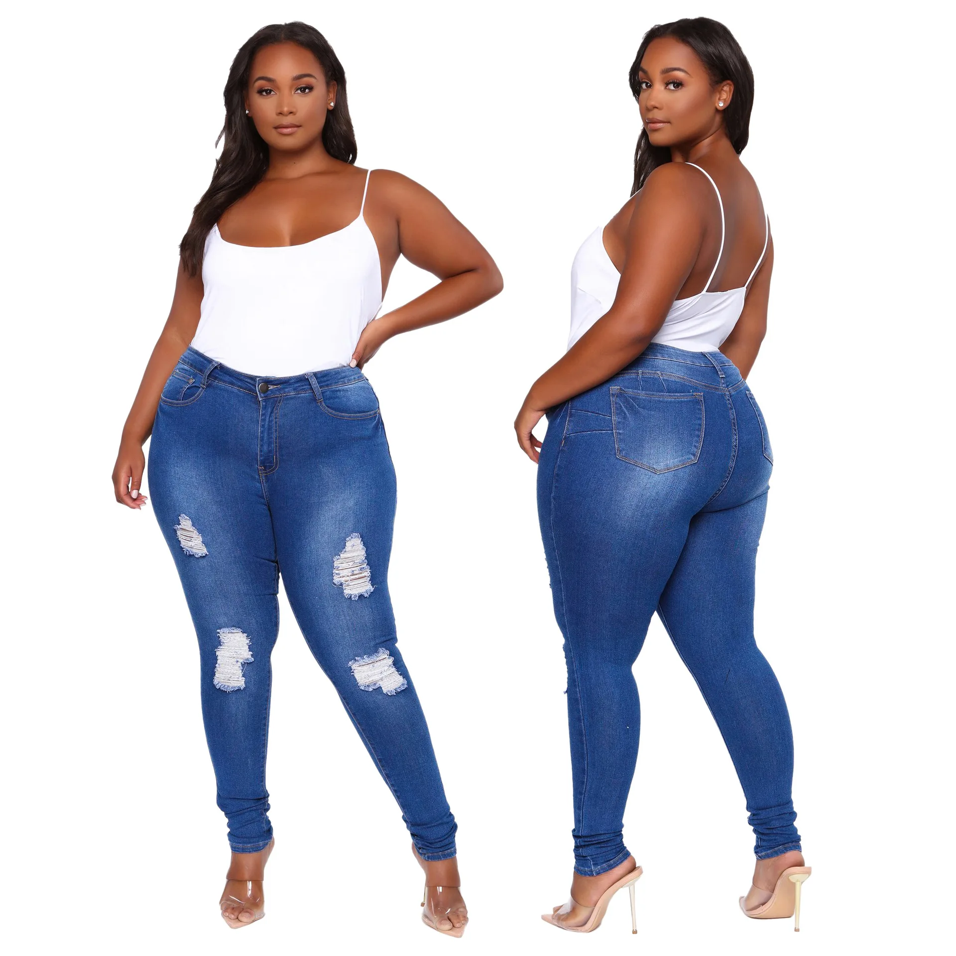 

Fashion Slim Fit Ripped Oversized Jeans With Small Feet Denim Jeans Women Trousers Skinny
