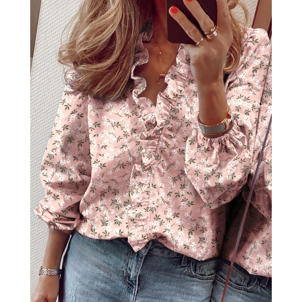 

Pleated Long Sleeve Nude New Design Solid color & print Korean Ruffle Blouse Short-Sleeved Shirt Vest, Picture showed