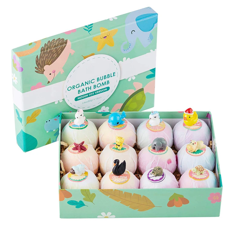 

Wholesale Handmade Vegan Bath Fizzy OEM Kids Bath Bombs With Surprise Toys Inside, Mixed color