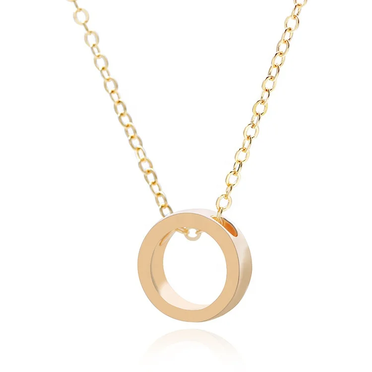 

Japan Korea simple metal circle geometry necklace stainless steel color couples jewelry necklace for valentine's day gift, Gold/silver/black