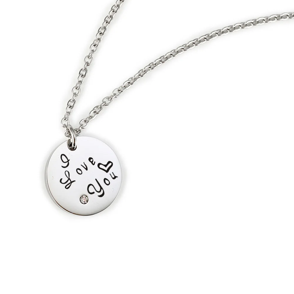 

Fashion Letter Disc Necklace For Girls Charm Hollow Out Disc Pendant Necklace Shape Funny Silver Jewelry