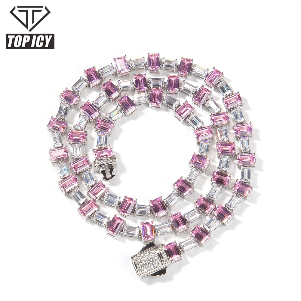 

Fashion Luxury Lilac Colour Purple CZ AAA Zirconia Link Chain Hip Hop Jewelry Wholes for Men Women as Gift