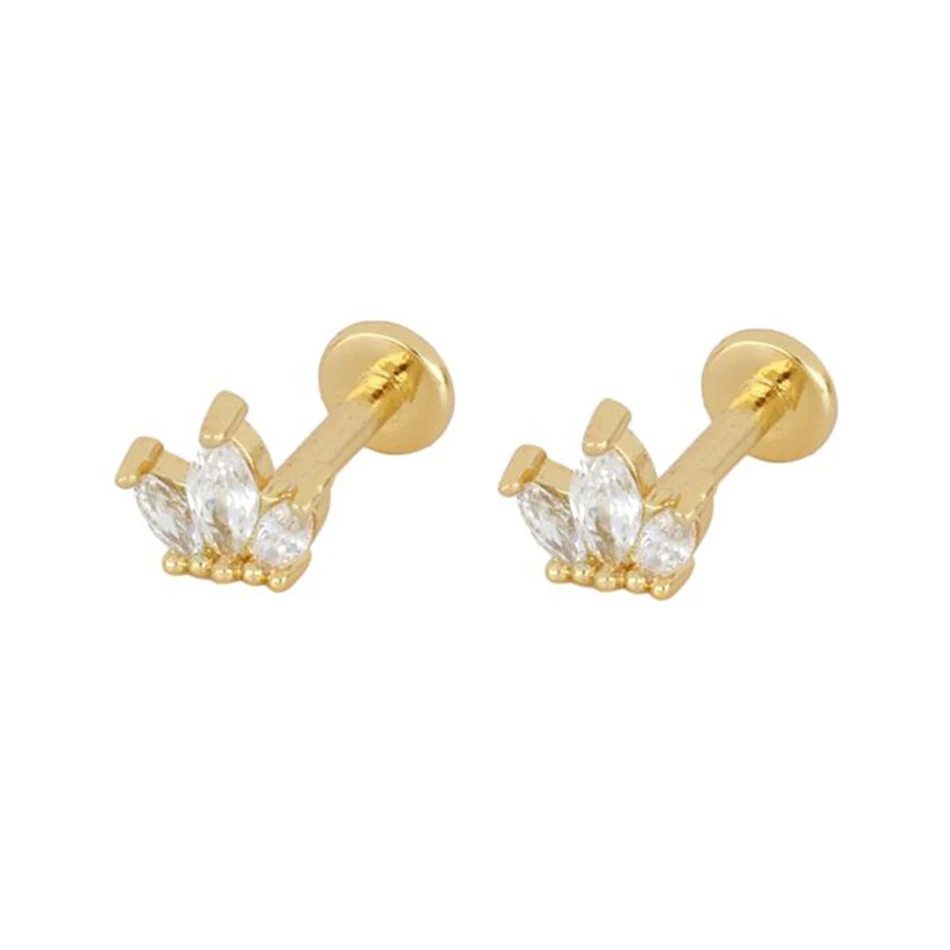 

high polish women jewelry earrings 18k gold plated nice 925 sterling silver weed shaped cz stud earrings