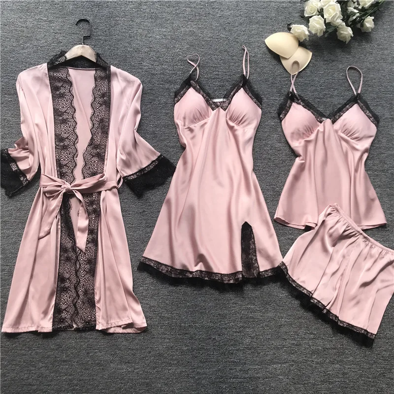 

B16001A Sexy underwear 4 pcs sexy pajamas lace sleepwear for ladies