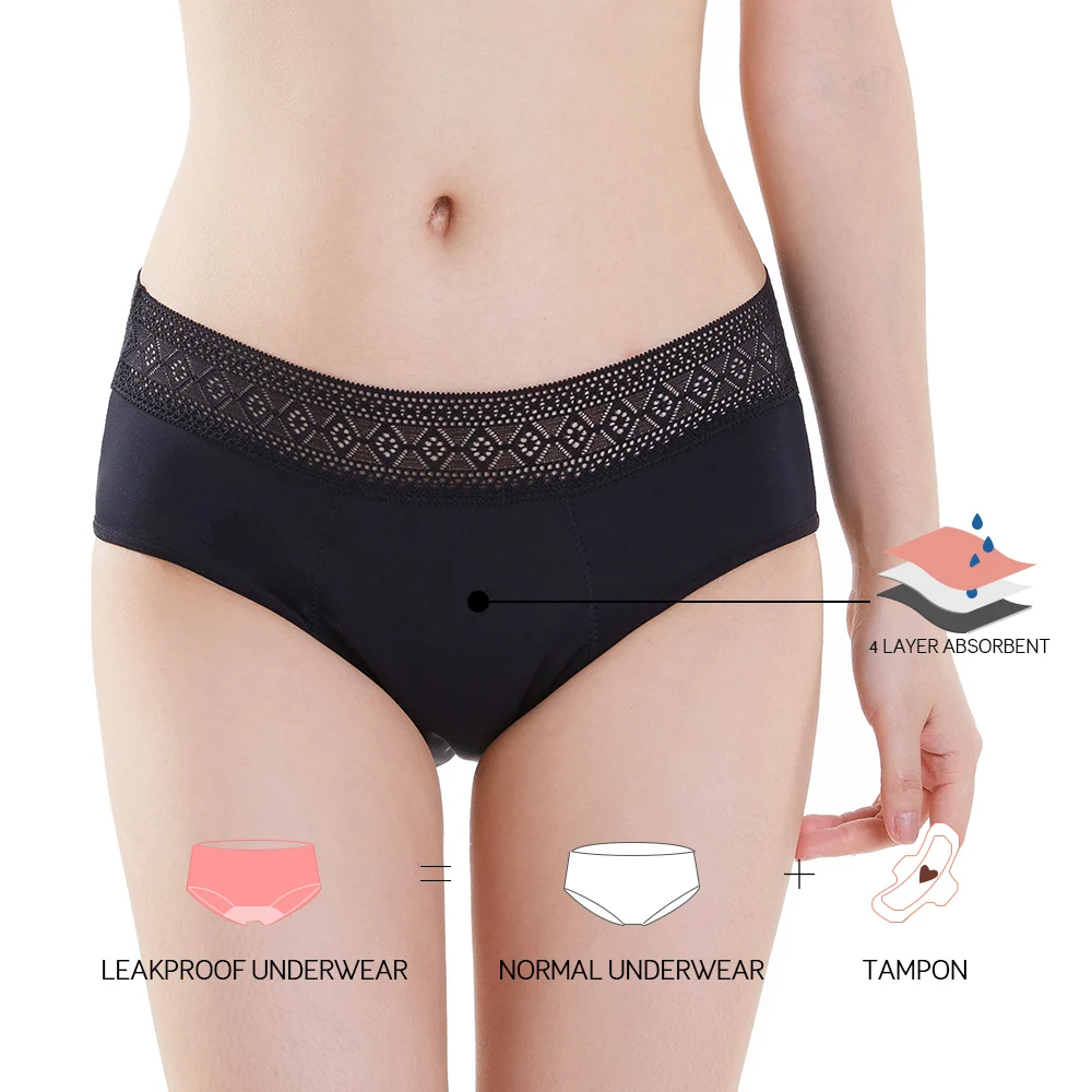 

Lynmiss Reusable 4 Layer Mature Hot Beautiful Ladies Sanitary Underwear Urinary Incontinence Washable Menstrual Period Panties