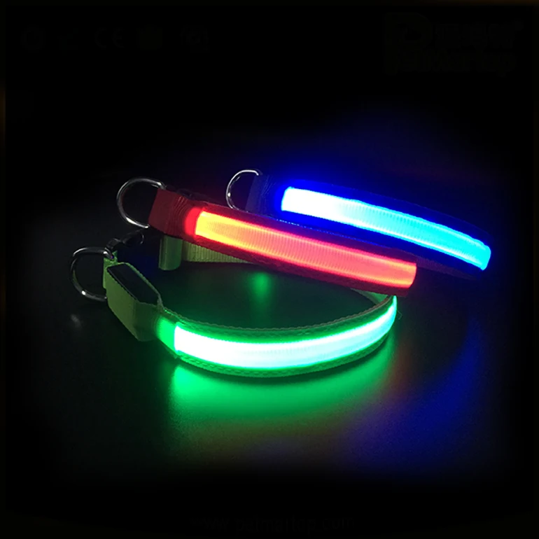 

100% Waterproof glow in the dark dog safety 250mAh collier chien Battery Rechargeable LED Flashing Light Dog Collar, Red, blue, green, pink, orange, yellow, white