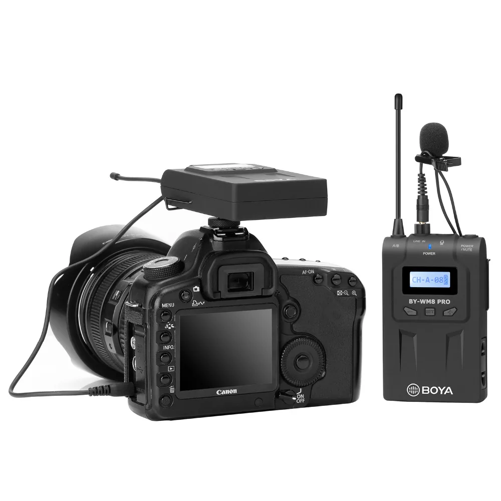 

BY-WM8 Pro K1 UHF Dual Channel Lavalier Wireless Microphone System for DSLR Camera Camcorder MIC Studio Youtube