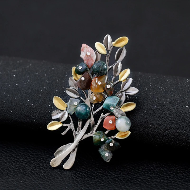 

New Hot Sale Vintage Brooch Series Natural Color Stone Brooch