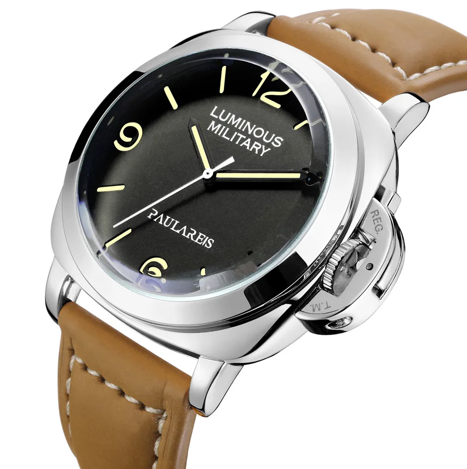 

paulareis Full automatic mechanical luminous leather classic men Watch