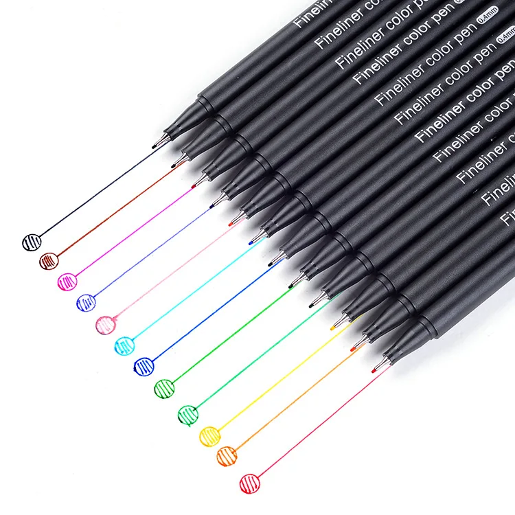 Set of 12/24 Fine Liner Paint Marker 0.4mm Drawing Sketching Writing Pen Color 