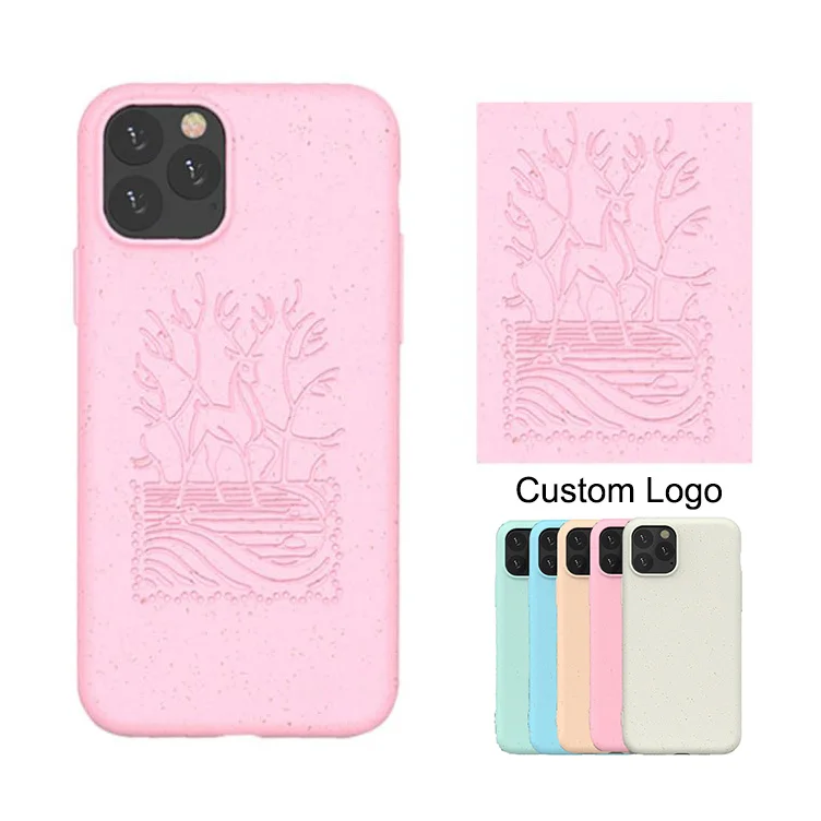 

Custom Logo Bio Biodegradable Recycle Sustainable Wheat Mobile Phone Pouch Case For iPhone 11 12 Pro Max Xs XR 7 8 Plus SE2, 5 colors