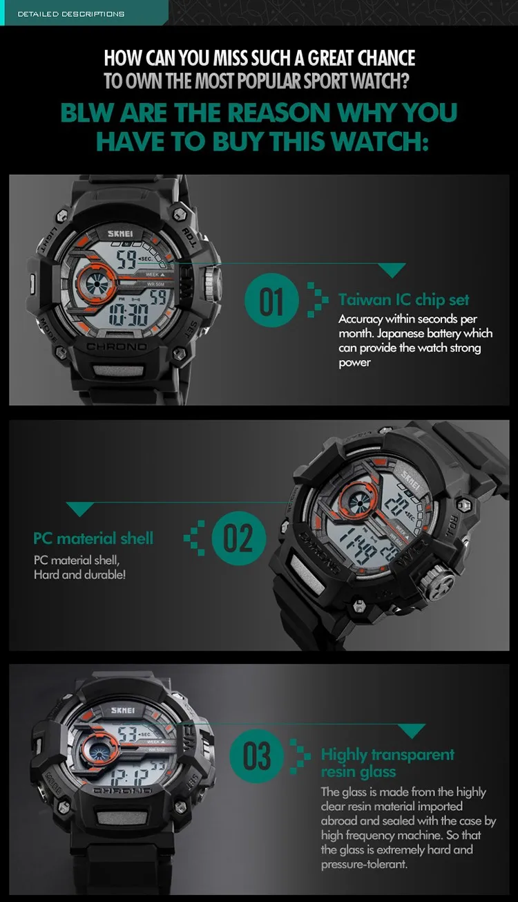 new multifunction luminous led clock digital military g style Camouflage 50m waterproof dive sports luxury skmei watches men hot