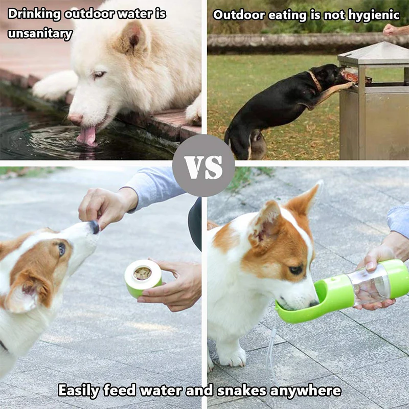 Dog Treats And Water Bottle Portable Pet Drinking Feeding Bottle For