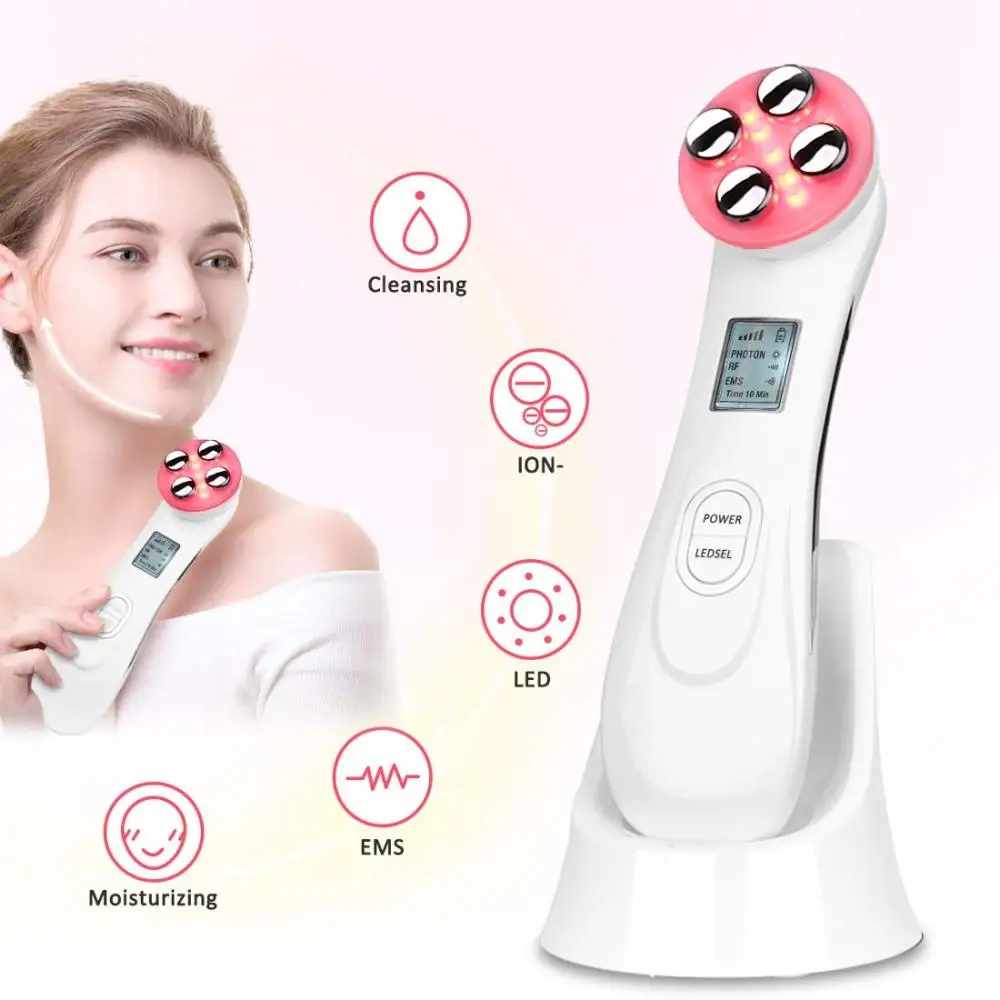 

New Arrival Skin Rejuvenation Vibration Facial Massager Ultrasonic Ems Rf Beauty Instrument, White