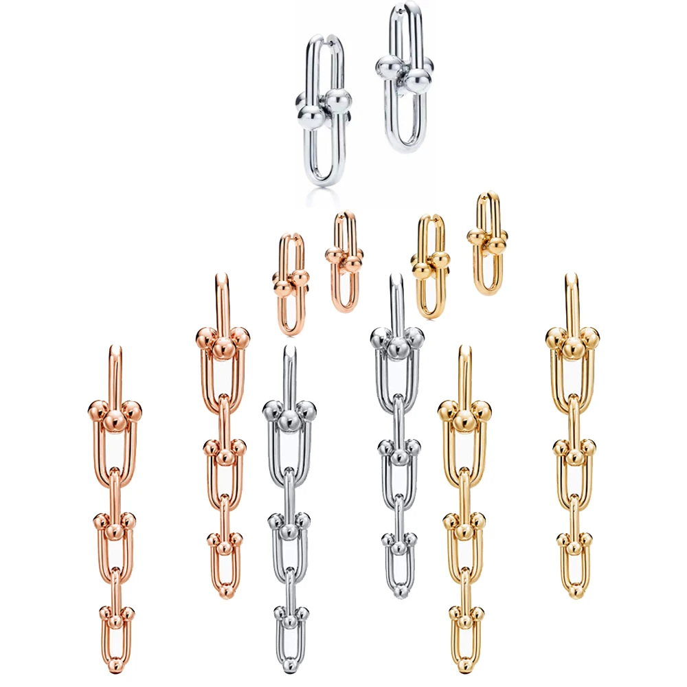 

2021 Designer Logo U Earrings 925 Sterling Silver Women Hardwear Earring Ring links Earrings high end classic Luxury Jewelry