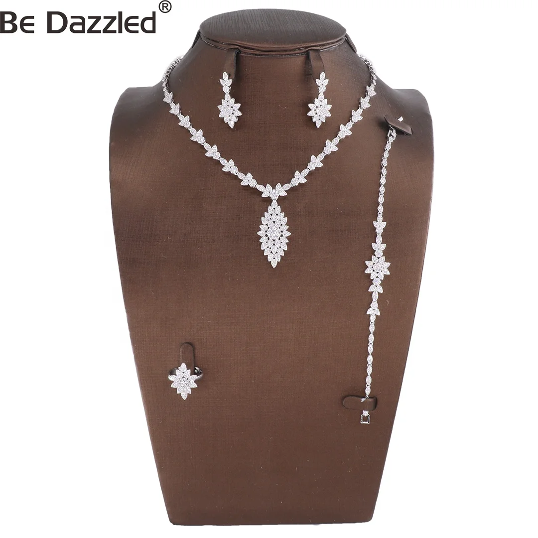 

Bedazzled Jewelry Sets Bridal Earrings Ring Bracelet And Necklace Sets Classic Cute Charming Cubic Zirconia with pendant