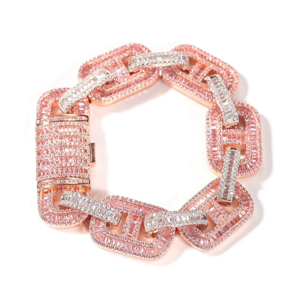 

2021 New Gorgeous Hip Hop Big Cuban Cubic Zirconia Iced Full Stone Bracelet Punk Fancy Retro Hip Hop Jewelry Necklace Bracelet