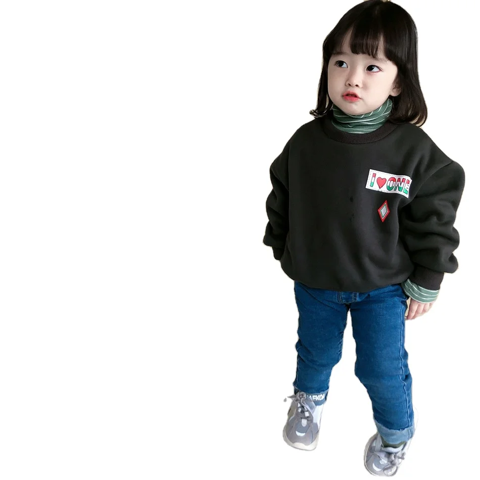 

Kindergarten baby versatile cartoon hoodie winter new Korean version plus velvet long sleeve jacket girls top for wholesale, As pic shows, we can according to your request also