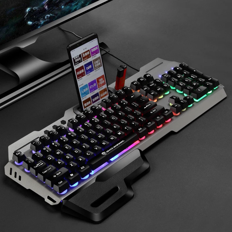 

GK70 wholesale USB wired metal keyboard OEM with mechanical gaming keyboard combination office home wired keyboard mouse