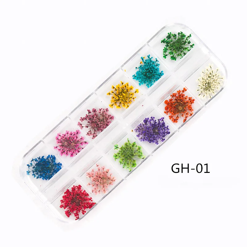 

Amazon Hot Sale Nail Dried Flowers,3d Nail Art Sticker For Tips Manicure Decor Mixed Accessories,Starry Leaves Flower, Colorful