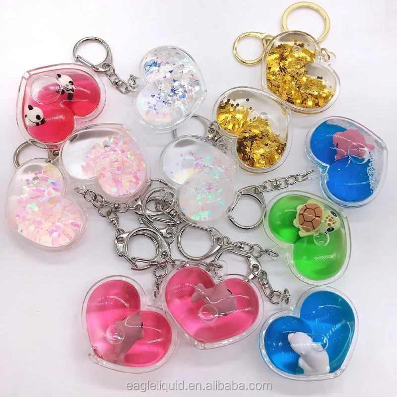 SS20109D Wide Heart Keychain with Clip - Agua Swirl