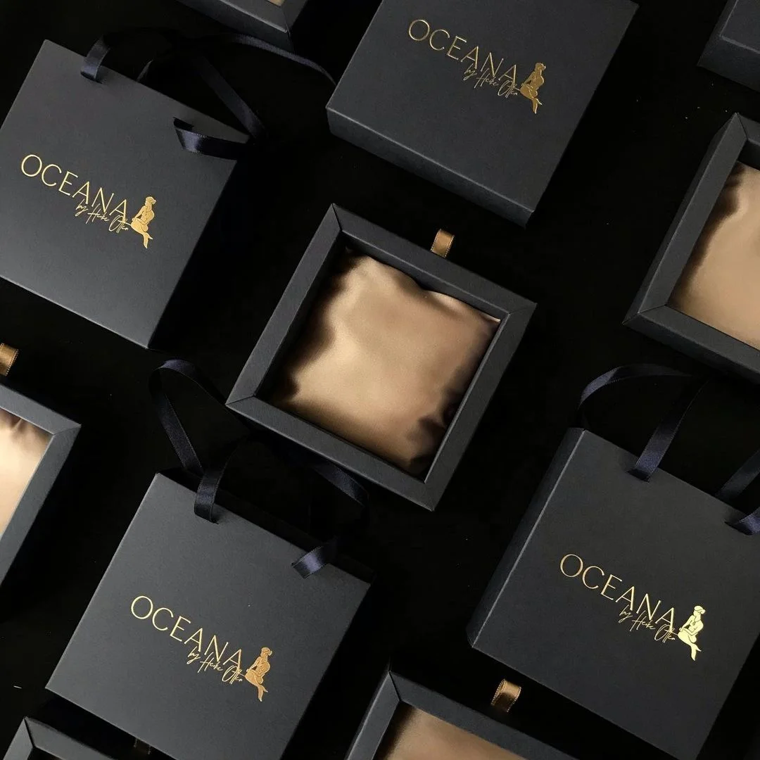 

Custom Luxury Golden Foil Logo Drawer Sliding Jewelry packaging gift Box For Earring/Necklace/Ring/Bracelets, Customized