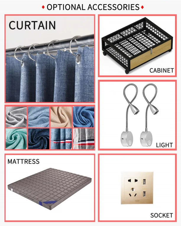 Sleep Capsule Box Bunk Beds Soundproof Bed Hostel Capsule Bed Sleeping