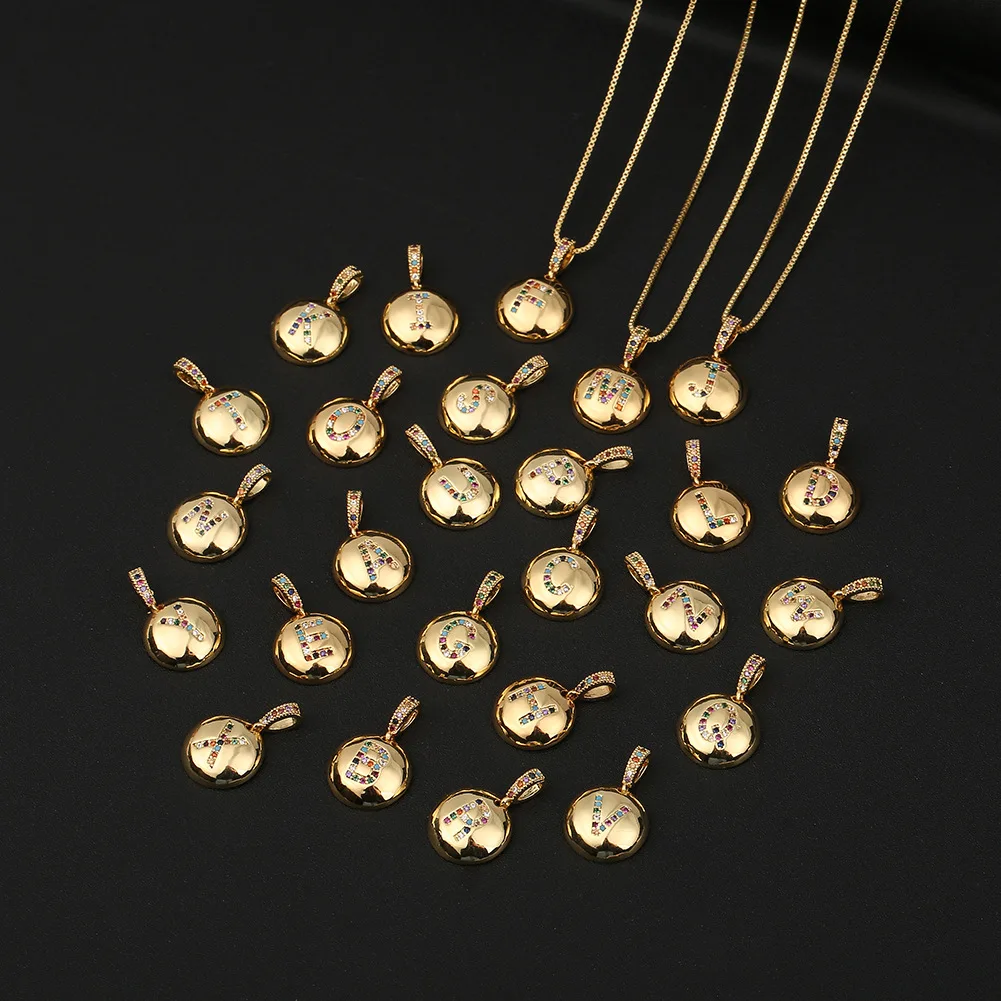 

18k Gold Plated 26 Alphabet Initial Necklace Letter Round Initial Necklace Jewelry