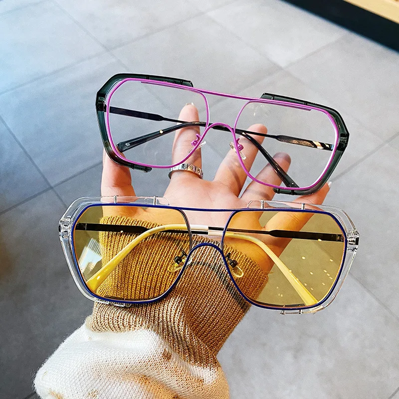 

New Arrival Large Frame Square Sunglasses Women Retro Double Bridge Sunglasses Glasses For Woman Men