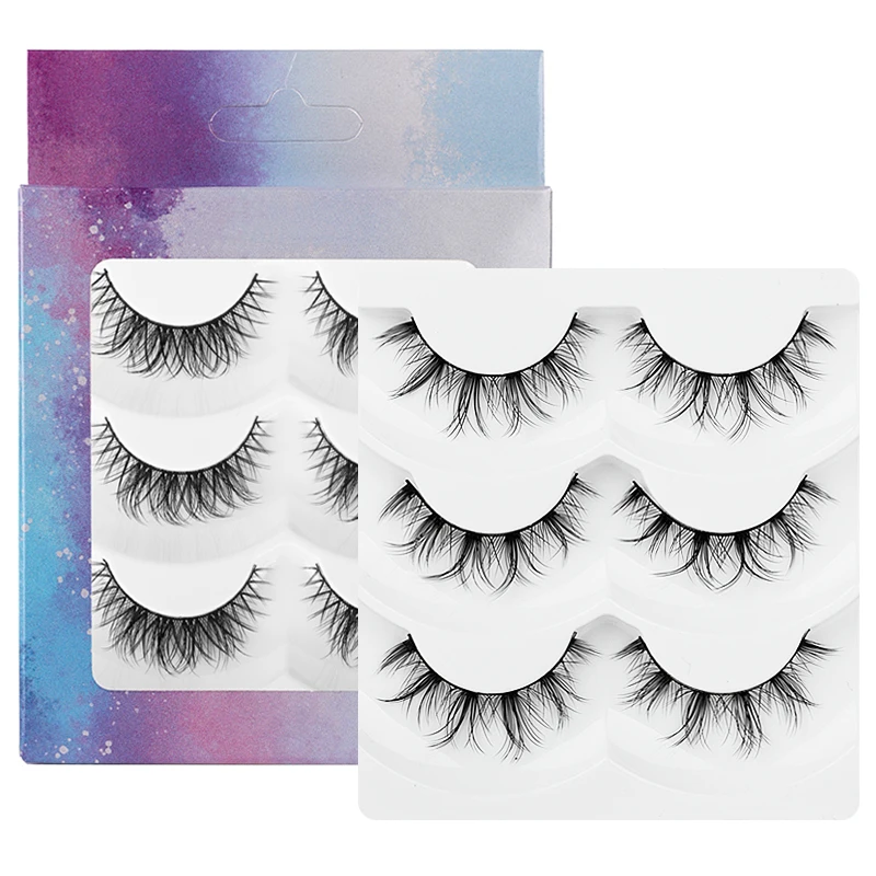 

3 Pair Cross Style Fiber False Eyelashes Lashes Private Label